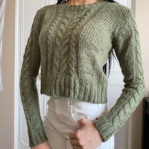 cropped green knit sweater size S